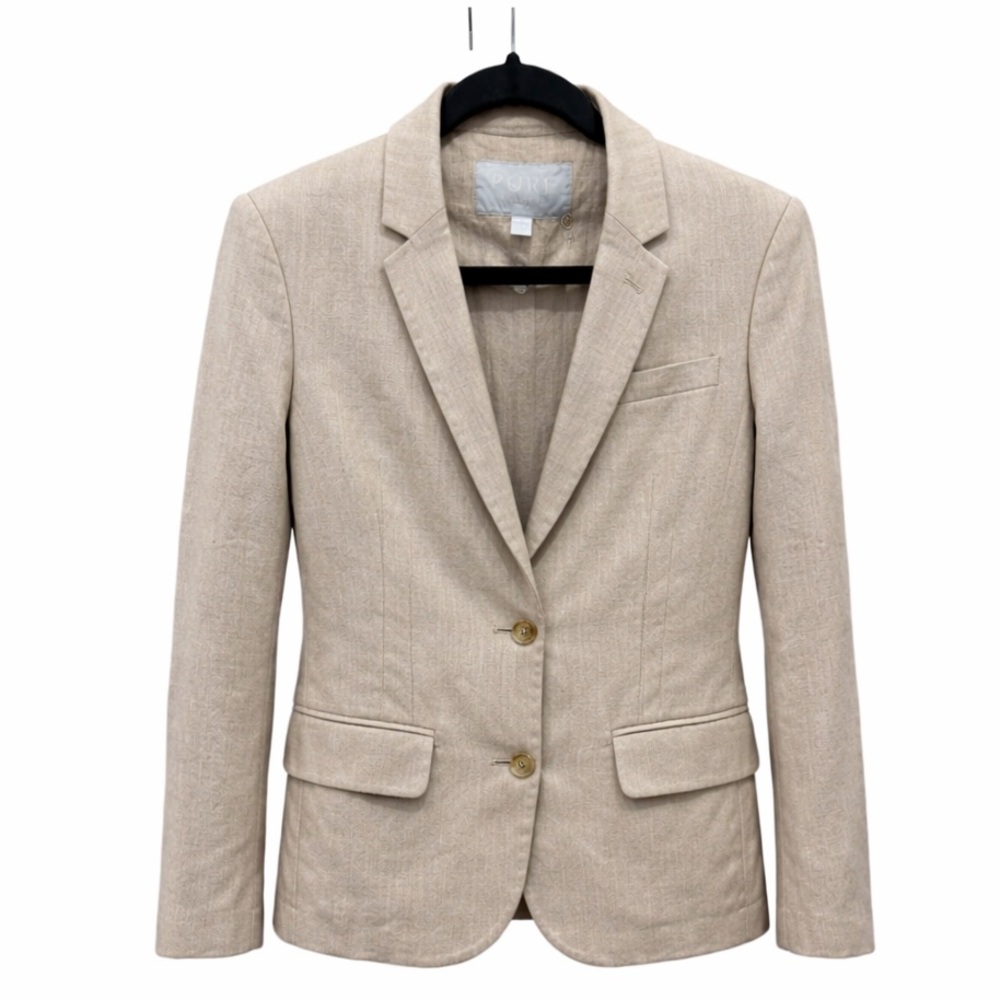 Pure Collection 100% Linen Tan/ Beige Blazer Size 12